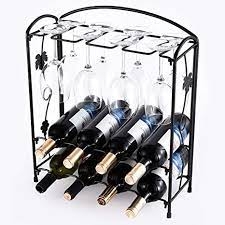 Elegante Weinflaschenhalterung für vier Weinflaschen und bis zu 8 Gläser