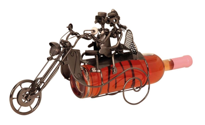Moderner Wein Flaschenhalter Motorrad mit Paar aus Metall in